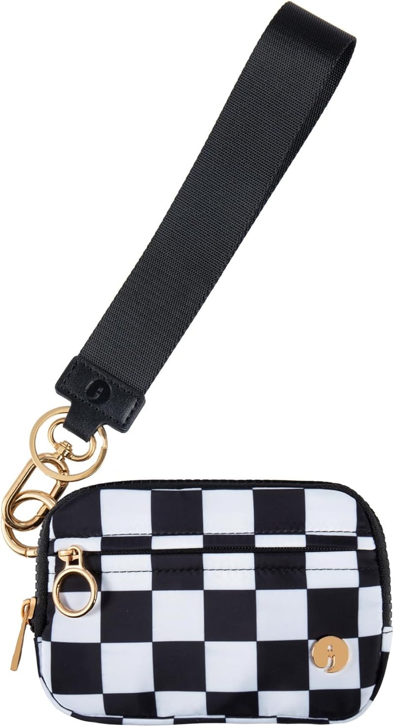 JEEBURYEE Wristlet Keychain Wallets for Women RFID Blocking Credit Card Holder Small Zipper Coin Purse Change Pouch with ID Window and Detachable Wrist Strap Black White Checkered - Image 1